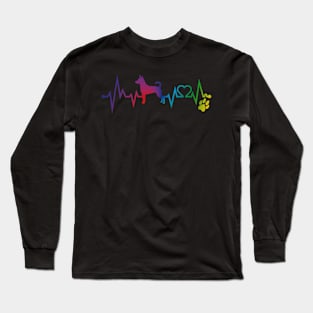 Rat Terrier  Colorful Heartbeat, Heart & Dog Paw Long Sleeve T-Shirt